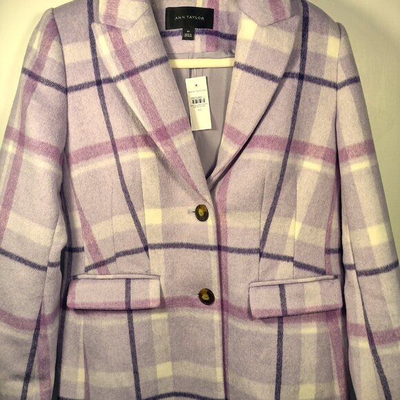 NWT Ann Taylor Plaid Chesterfield Coat - Picture 5 of 6